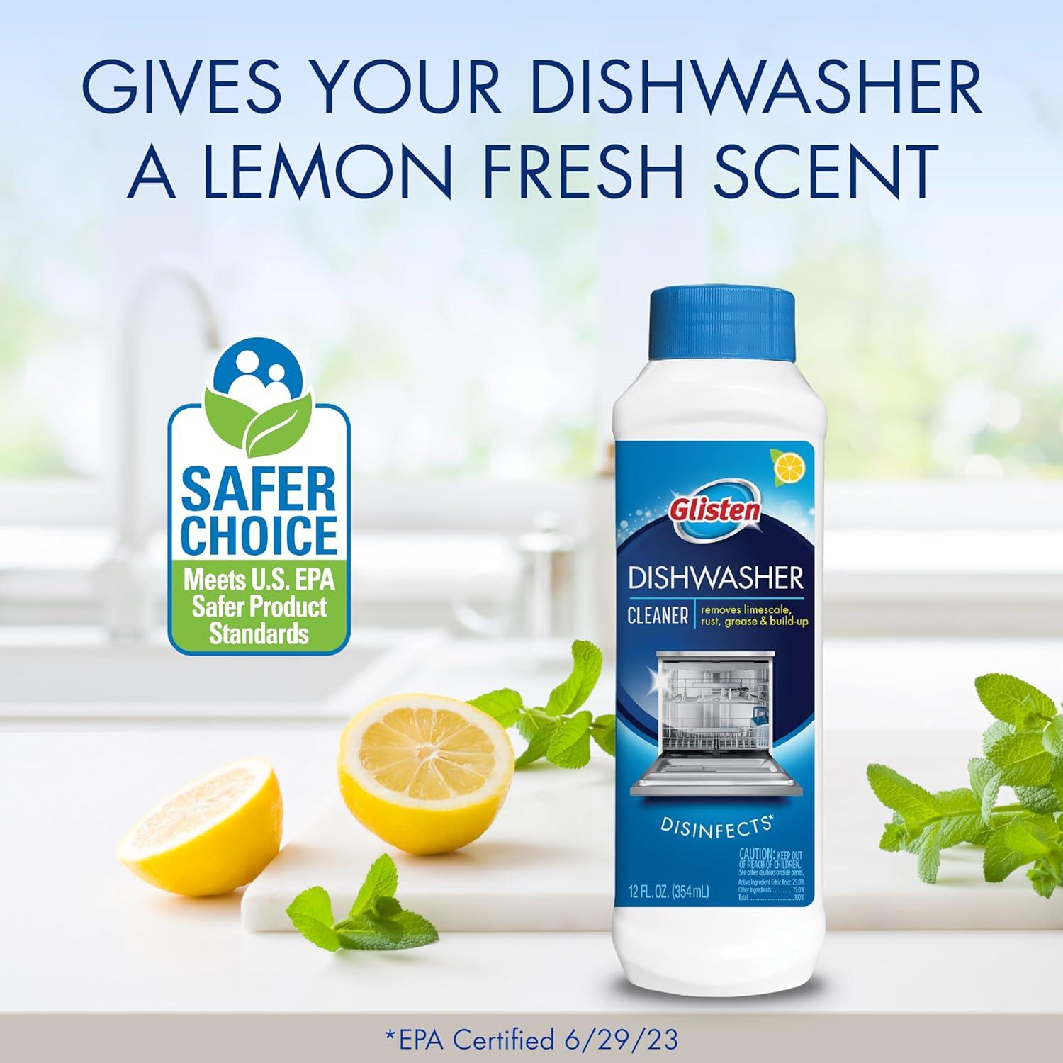 image:imageGlisten Dishwasher Cleaner Removes Limescale Rust Buildup and Grease Lemon Scent Made in the USA 12 Ounce Bottle 3Pack12 Fl Oz Pack of 1