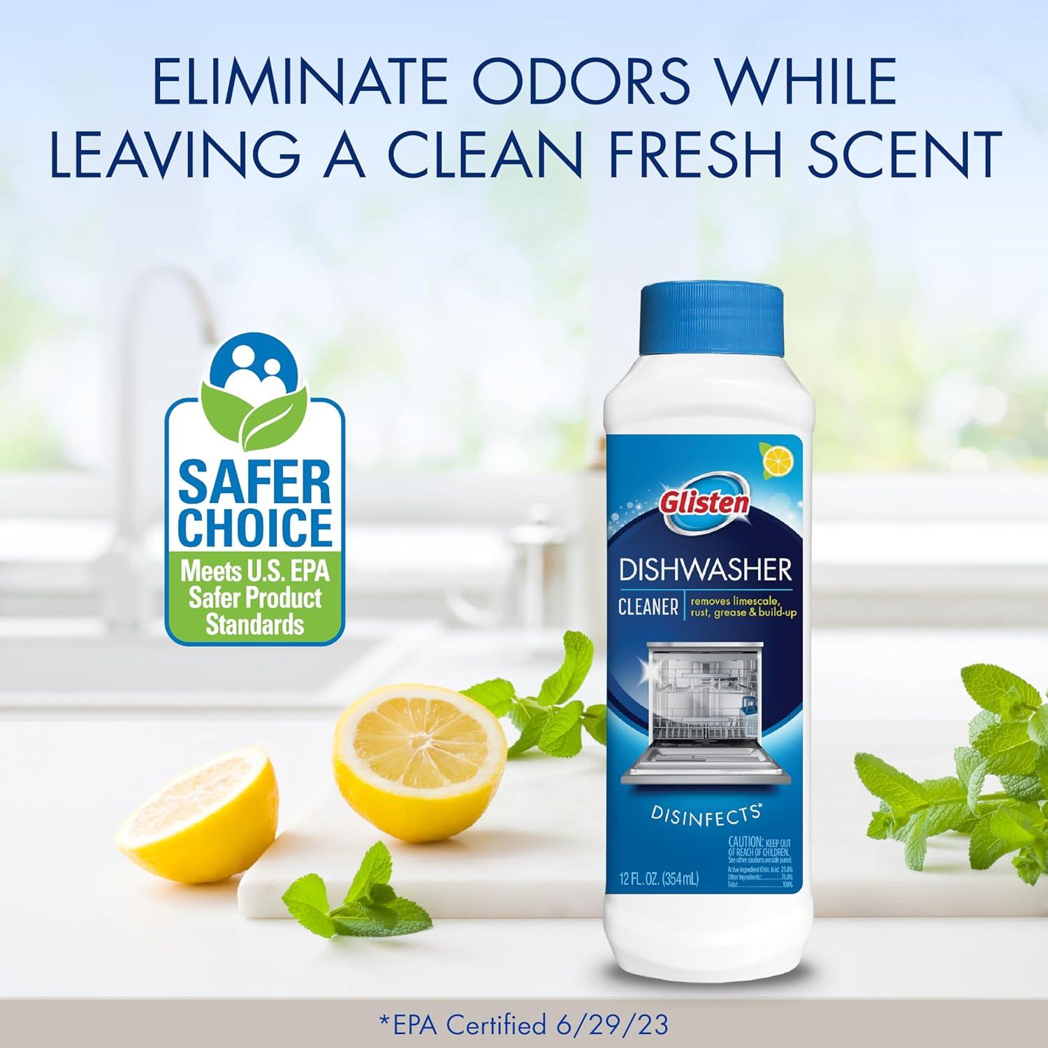 image:imageGlisten Dishwasher Cleaner Removes Limescale Rust Buildup and Grease Lemon Scent Made in the USA 12 Ounce Bottle 3Pack12 Fl Oz Pack of 3