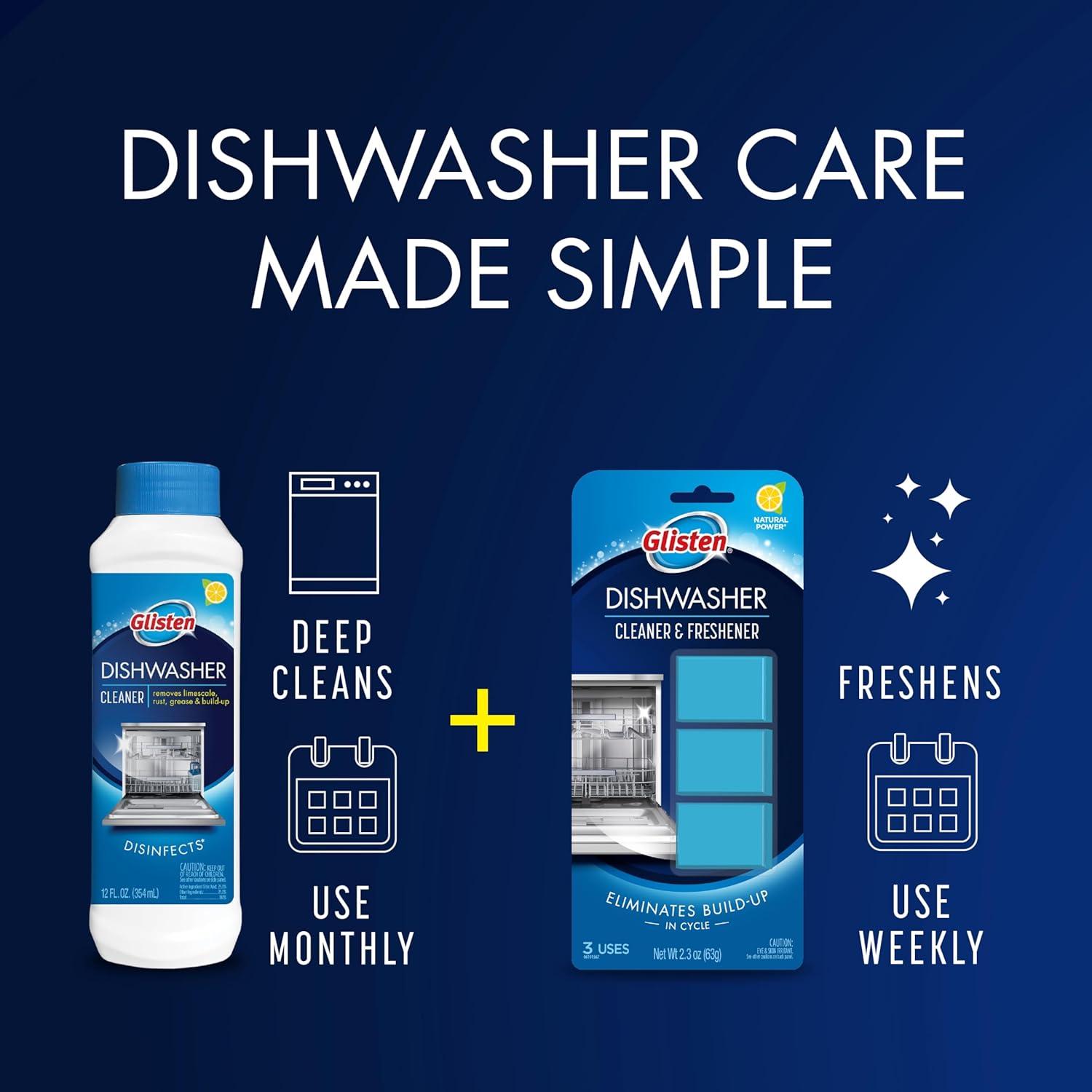image:imageGlisten Dishwasher Cleaner Removes Limescale Rust Buildup and Grease Lemon Scent Made in the USA 12 Ounce Bottle 3Pack12 Fl Oz Pack of 6