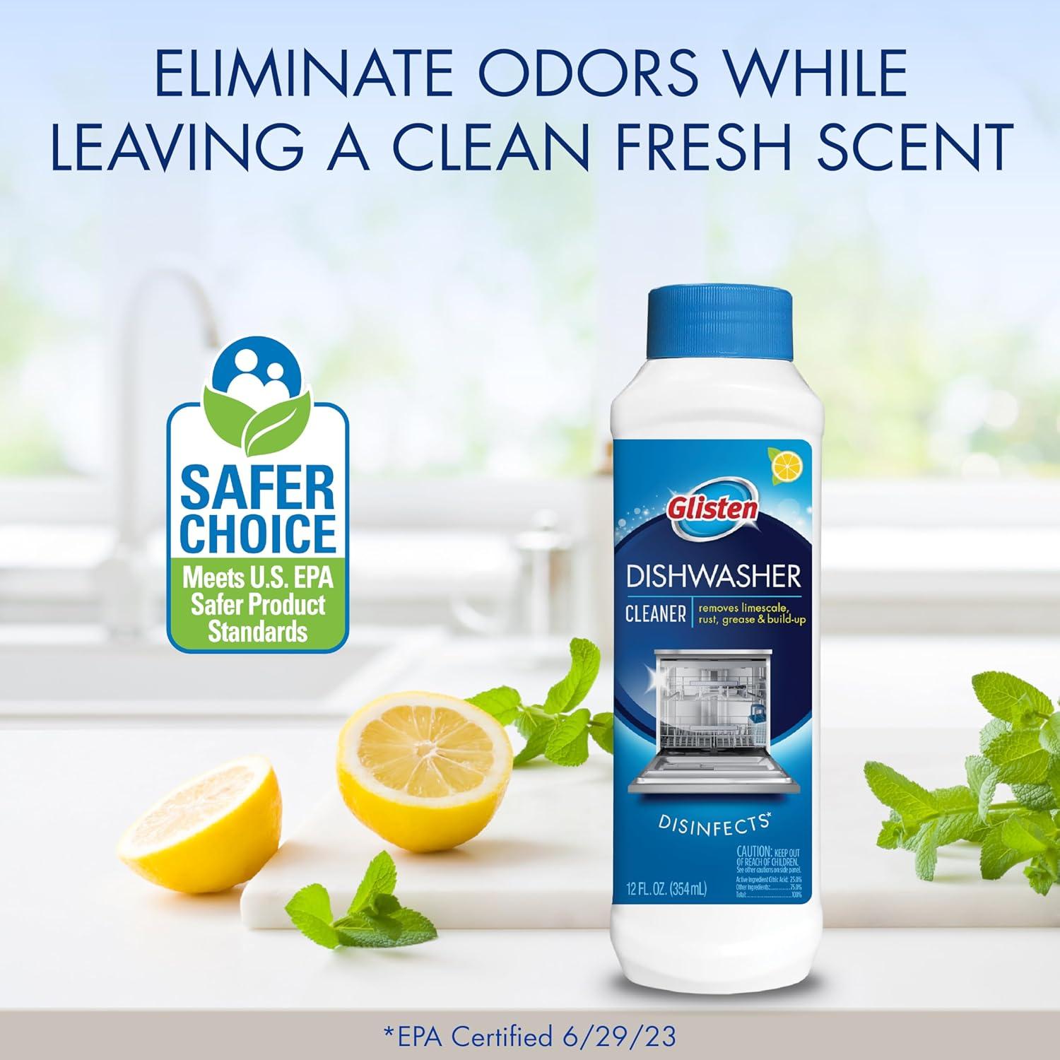 image:imageGlisten Dishwasher Cleaner Removes Limescale Rust Buildup and Grease Lemon Scent Made in the USA 12 Ounce Bottle 3Pack12 Fl Oz Pack of 6
