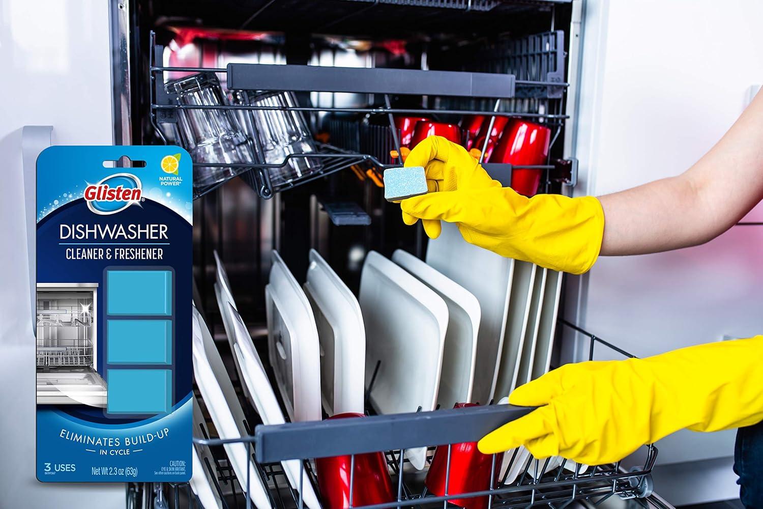 image:imageGlisten Dishwasher Cleaner and Freshener Deodorizer Cleans and Freshens During Wash Cycle Made in the USA Lemon Scent 9 Tablets3 Count Pack of 1