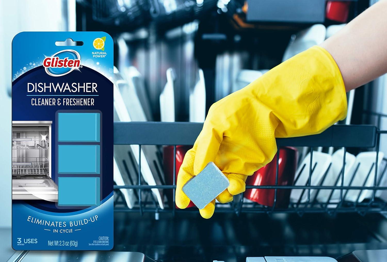 image:imageGlisten Dishwasher Cleaner and Freshener Deodorizer Cleans and Freshens During Wash Cycle Made in the USA Lemon Scent 9 Tablets3 Count Pack of 1