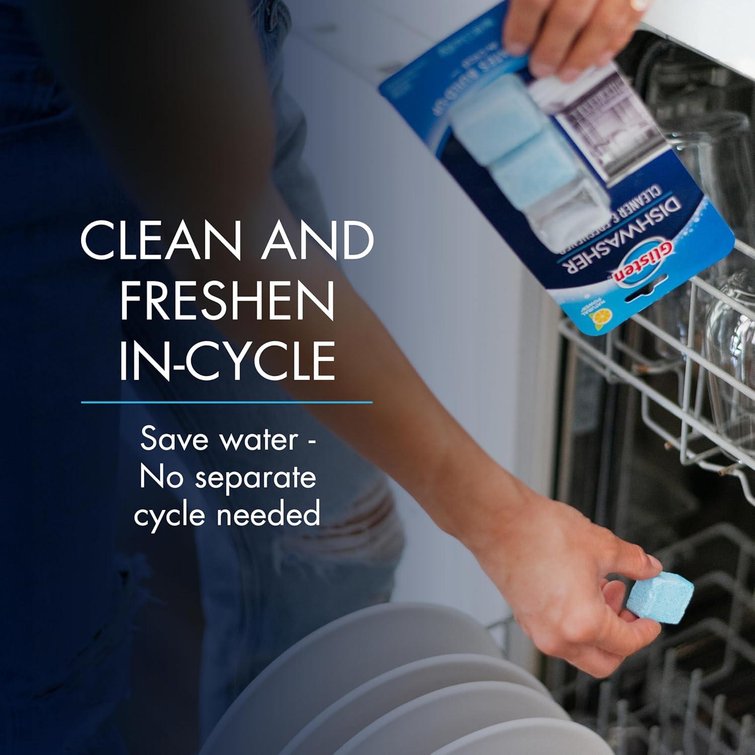 image:imageGlisten Dishwasher Cleaner and Freshener Deodorizer Cleans and Freshens During Wash Cycle Made in the USA Lemon Scent 9 Tablets3 Count Pack of 3