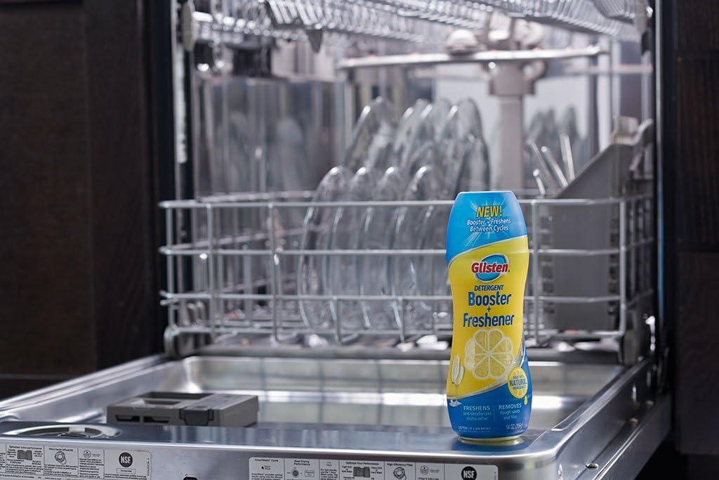 image:imageGlisten Dishwasher Detergent Booster and Freshener Helps Eliminate Odors Spots and Stains Lemon Scent Made in the USA 28 Ounce Bottle28 Ounce Pack of 6