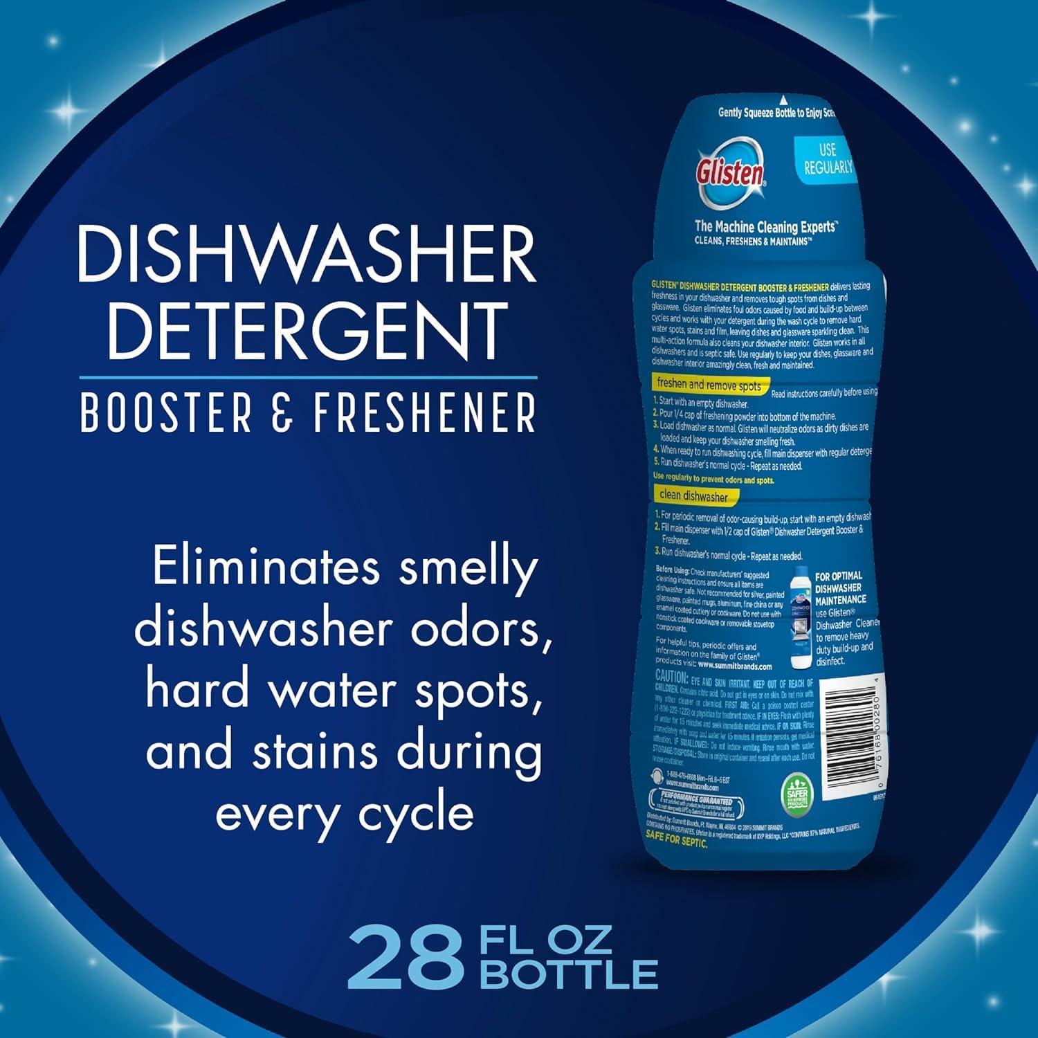 image:imageGlisten Dishwasher Detergent Booster and Freshener Helps Eliminate Odors Spots and Stains Lemon Scent Made in the USA 28 Ounce Bottle28 Ounce Pack of 2