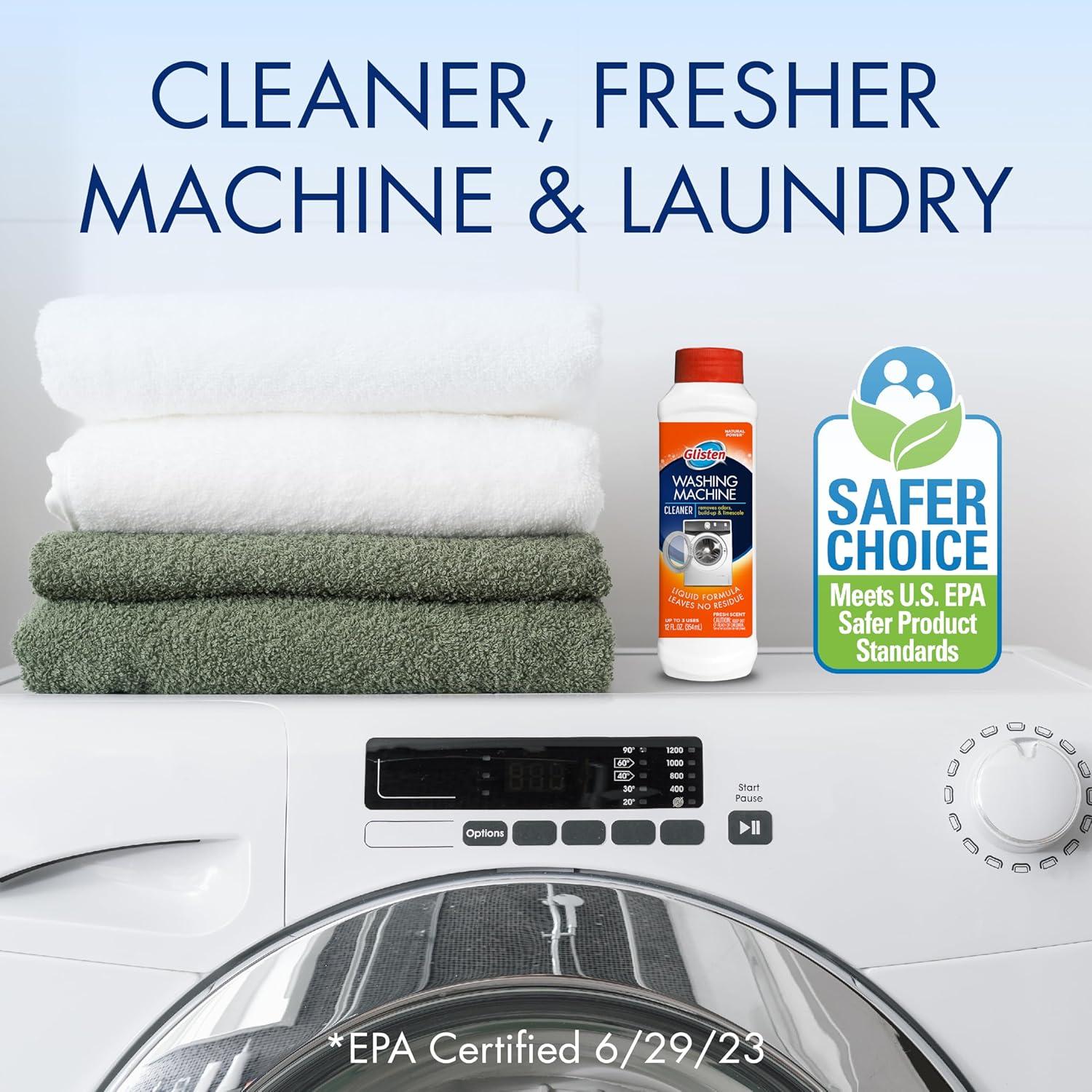 image:imageGlisten Washing Machine Cleaner Helps Remove Odor Buildup and Limescale Fresh Scent Made in the USA 12 Ounce Bottle12 Fl Oz Pack of 3