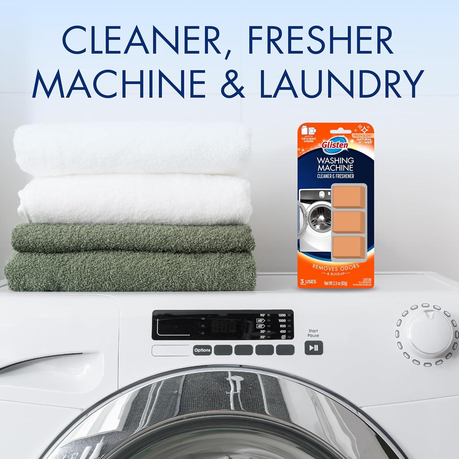 image:imageGlisten Washing Machine Cleaner and Freshener Deodorizer for All Top Load and Front Load Washers and HE Machines Made in the USA Fresh Scent 9 Tablets9 Count Pack of 1