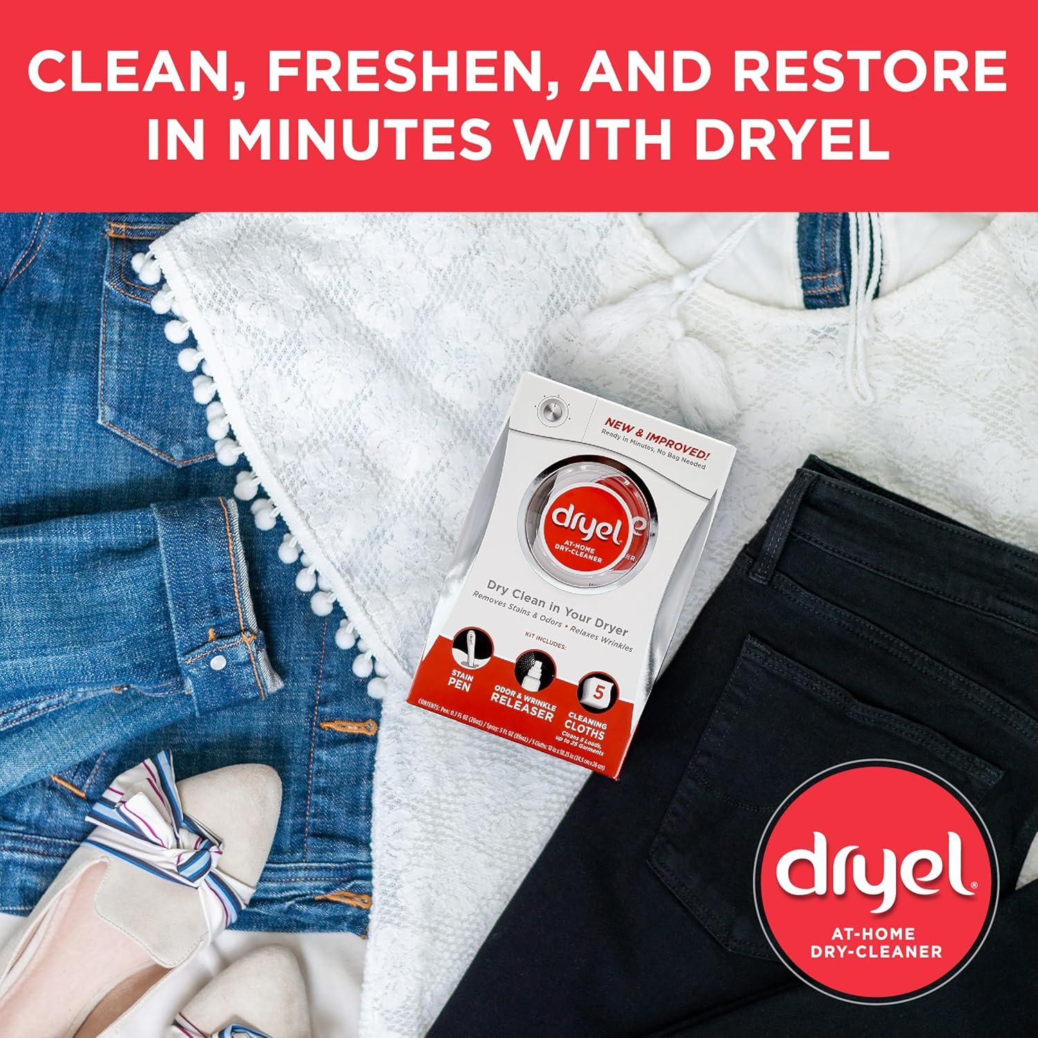 image:imagedryel AtHome Dry Cleaner Starter Kit with Wrinkle Release Spray New and Improved Gentle Laundry Care for Special Fabrics and DryCleanOnly Clothes 8 Loads with OntheGo Stain Remover
