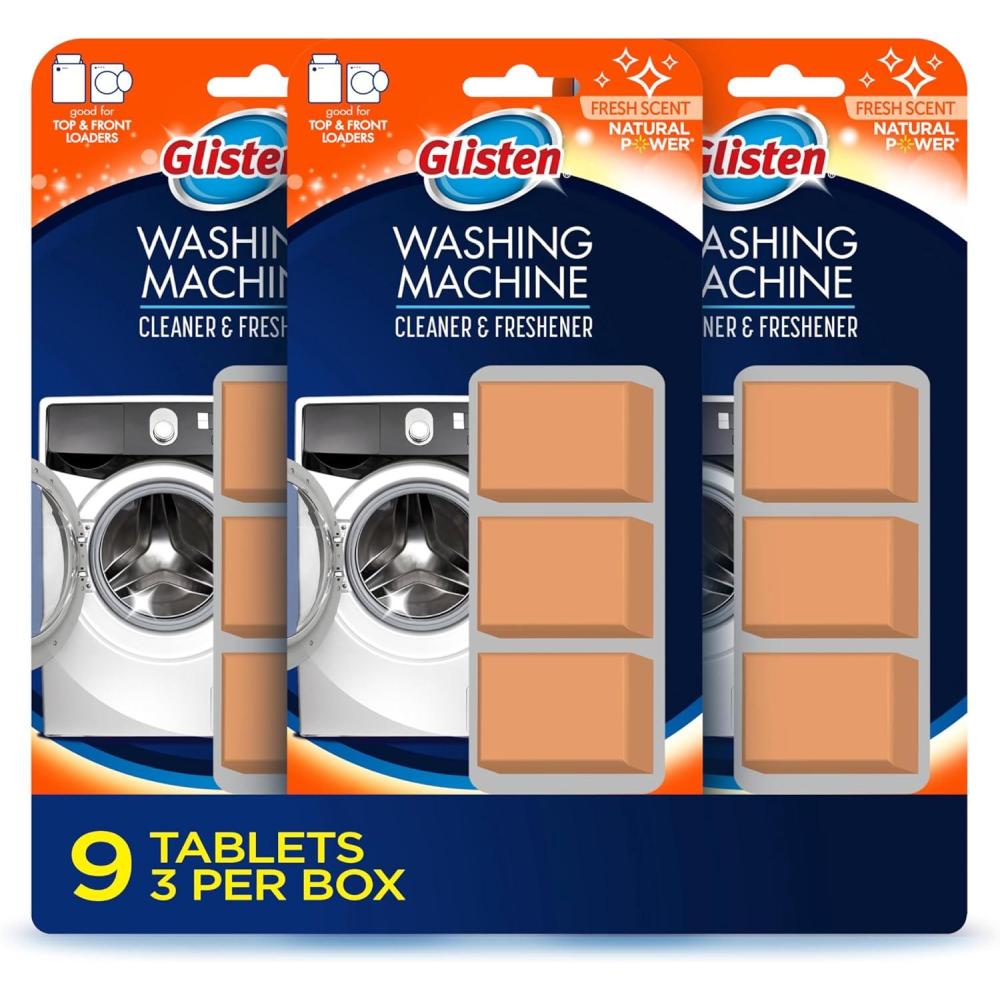 image:imageGlisten Washing Machine Cleaner and Freshener Deodorizer for All Top Load and Front Load Washers and HE Machines Made in the USA Fresh Scent 9 Tablets9 Count Pack of 1