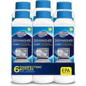 Glisten Dishwasher Cleaner, Removes Limescale, Rust, Buildup, and Grease, Lemon Scent, Made in the USA, 12 Ounce Bottle, 3-Pack(12 Fl Oz (Pack of 6))