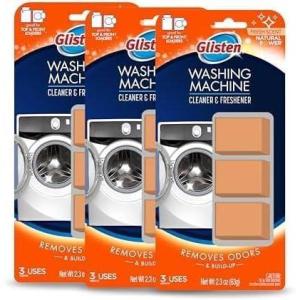 Glisten Washing Machine Cleaner and Freshener Deodorizer for All Top Load and Front Load Washers and HE Machines, Made in the USA, Fresh Scent, 9 Tablets(9 Count (Pack of 12))