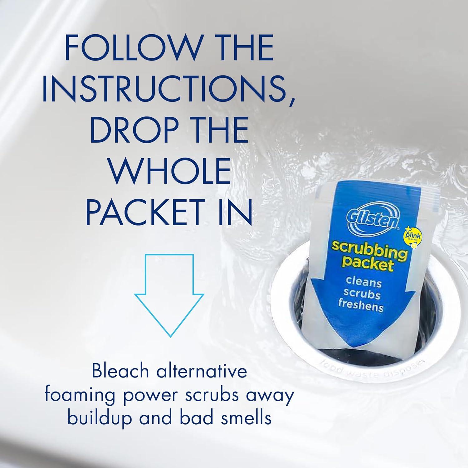 image:imageGlisten Garbage Disposer Cleaner and Freshener with Foaming Action Helps Remove Buildup in Drains Lemon Scent Made in the USA 16 Packets1 Count Pack of 16