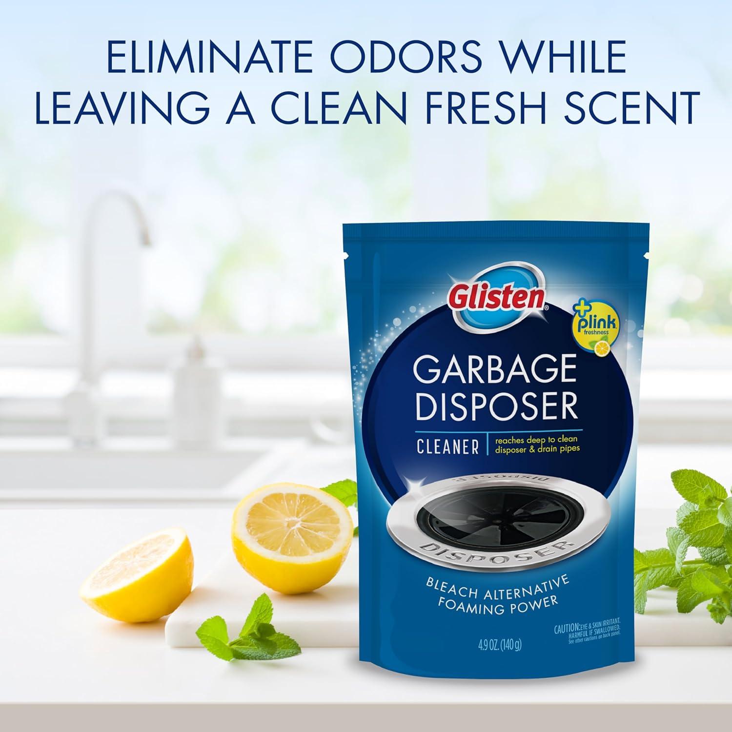 image:imageGlisten Garbage Disposer Cleaner and Freshener with Foaming Action Helps Remove Buildup in Drains Lemon Scent Made in the USA 16 Packets1 Count Pack of 16
