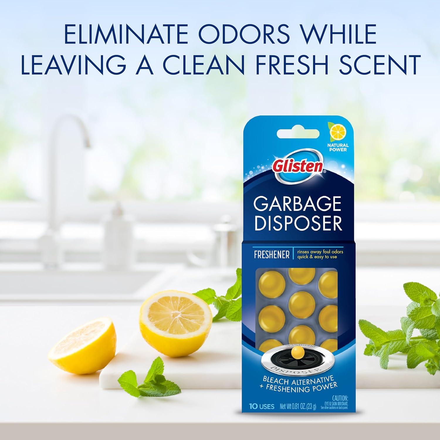 image:imageGlisten Garbage Disposer Freshener Sink Disposal Odor Eliminator Quick and EasytoUse Lemon Scent 30 Capsules Total10 Count Pack of 1