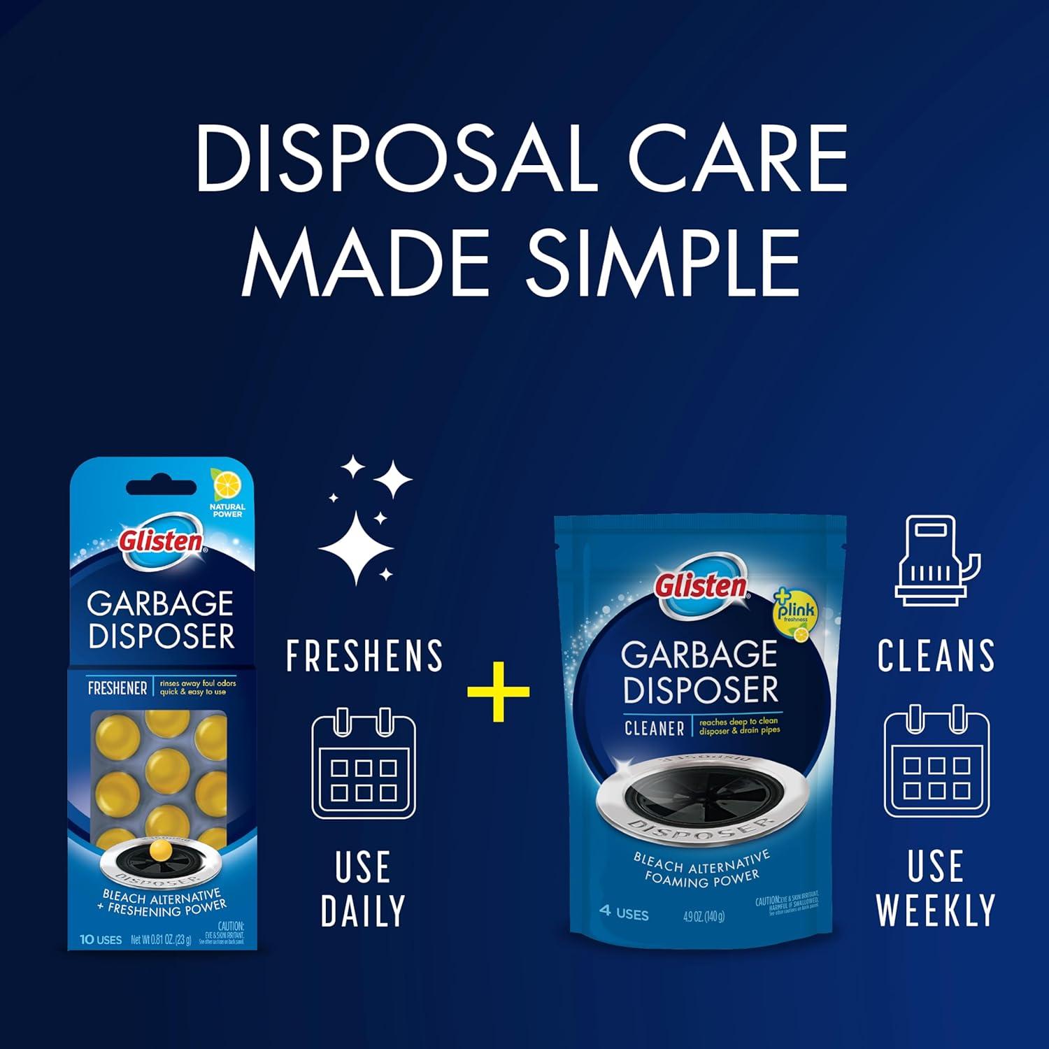 image:imageGlisten Garbage Disposer Freshener Sink Disposal Odor Eliminator Quick and EasytoUse Lemon Scent 30 Capsules Total10 Count Pack of 3