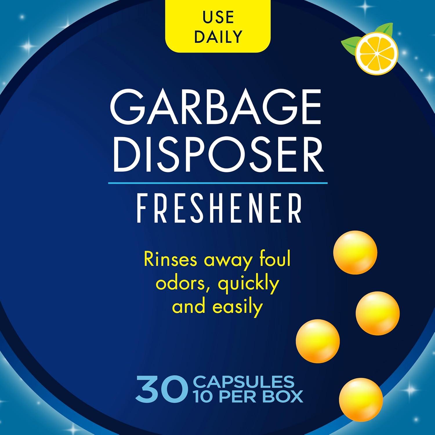 image:imageGlisten Garbage Disposer Freshener Sink Disposal Odor Eliminator Quick and EasytoUse Lemon Scent 30 Capsules Total10 Count Pack of 3