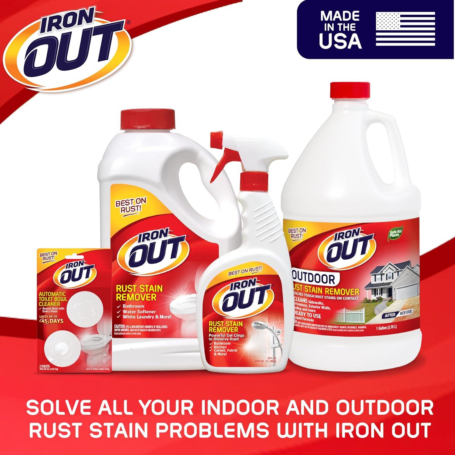image:imageIRON OUT Rust Stain Remover Spray Gel Removes Rust Stains in Bathrooms Kitchens Laundry and Outdoors No Scrubbing Made in the USA 24 Ounces 3Pack24 Fl Oz Pack of 3
