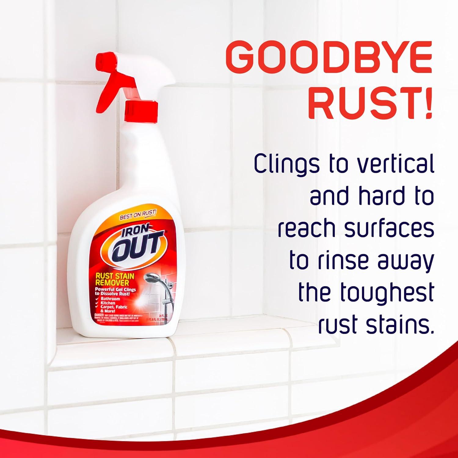 image:imageIRON OUT Rust Stain Remover Spray Gel Removes Rust Stains in Bathrooms Kitchens Laundry and Outdoors No Scrubbing Made in the USA 24 Ounces 3Pack24 Fl Oz Pack of 1