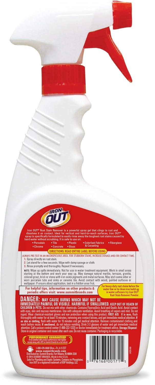 image:imageIRON OUT Rust Stain Remover Spray Gel Removes Rust Stains in Bathrooms Kitchens Laundry and Outdoors No Scrubbing Made in the USA 24 Ounces 3Pack24 Ounce Pack of 6