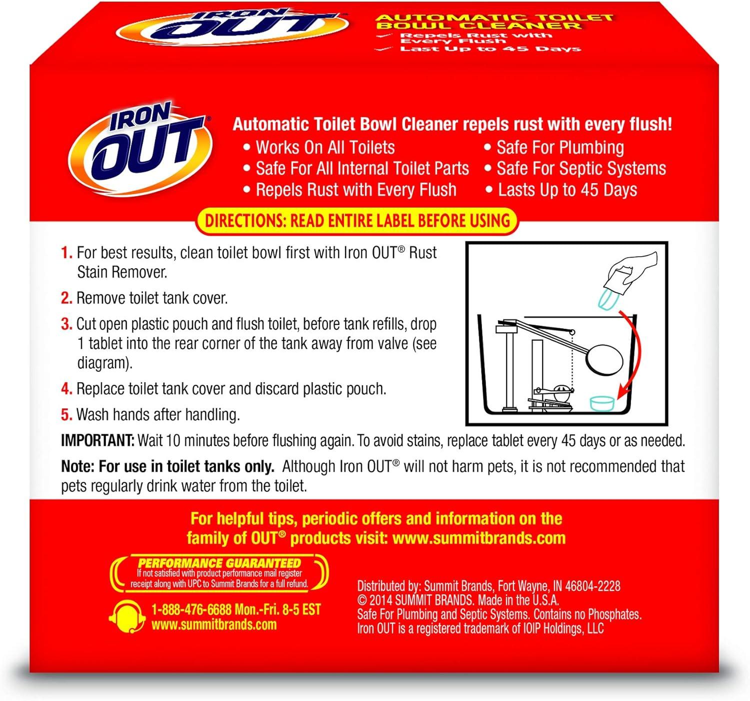 image:imageIron OUT Automatic Toilet Bowl Cleaner Tablets Helps Remove and Prevent Rust Stains with Every Flush Lasts up to 45 Days Made in the USA 2 Tablets12 Count Pack of 2