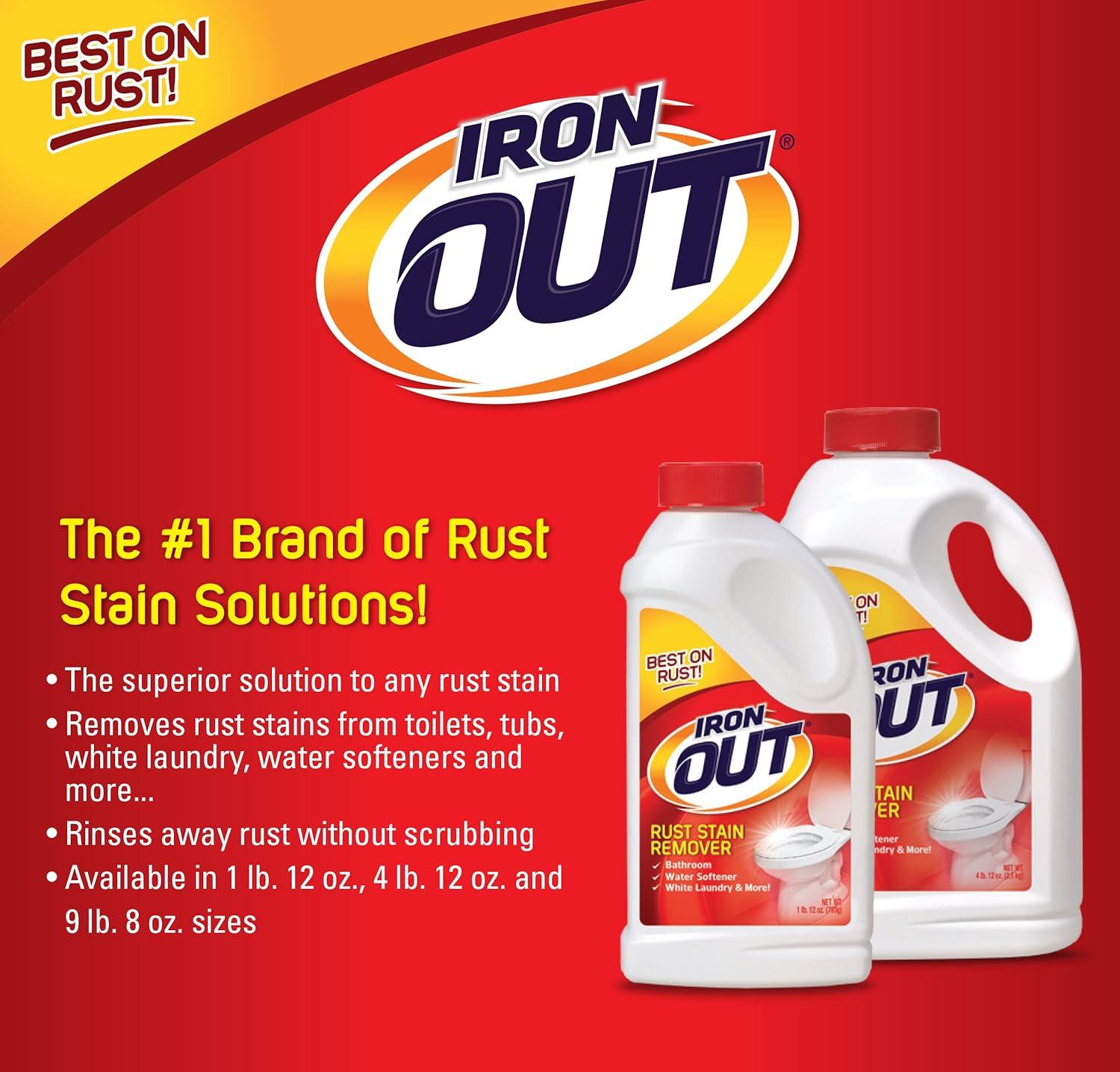 image:imageIron OUT Rust Stain Remover Powder Remove Rust Stains In Bathrooms Kitchens Appliances Laundry And Outdoors 475 Pound Bottle76 Ounce Pack of 6