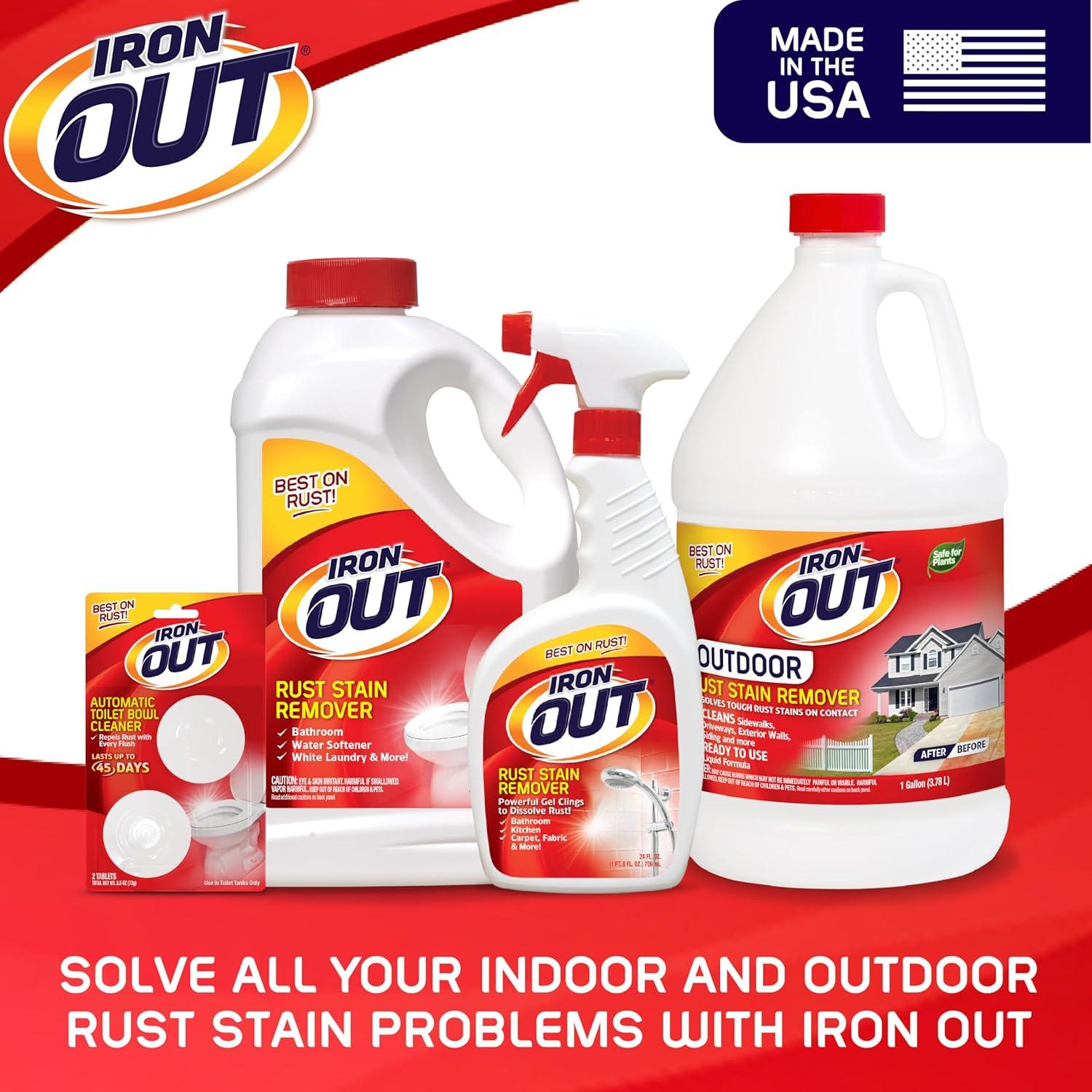 image:imageIron OUT Rust Stain Remover Remove Rust Stains in Bathrooms Kitchens Laundry and Outdoors No Scrub Powder Formula Made in the USA 475 Pounds 2Pack