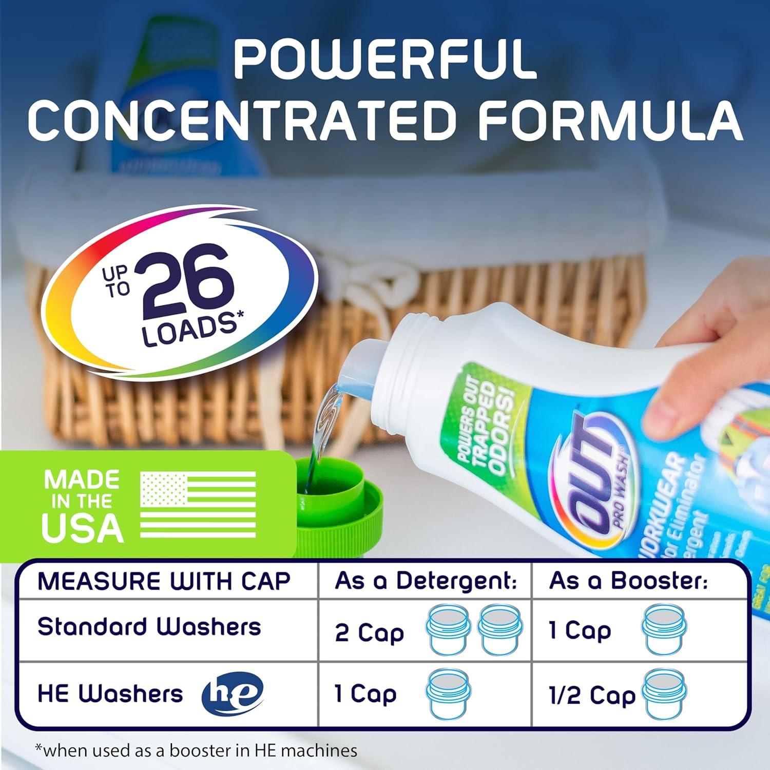 image:imageOUT ProWash Workwear Stain Remover Laundry Detergent and Odor Eliminator Great for Work Clothes Uniforms Active Wear and More Made in the USA 22 Ounce Bottle 2Pack22 Fl Oz Pack of 2