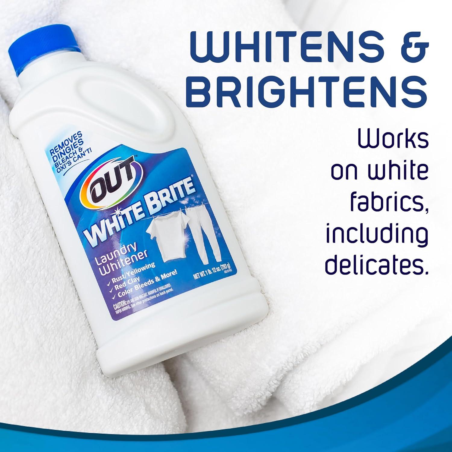 image:imageOUT White Brite Laundry Whitener Bleach Alternative Stain Remover Detergent Booster Powder for Clothes 4 Pound 12 Ounce Bottle28 Ounce Pack of 2