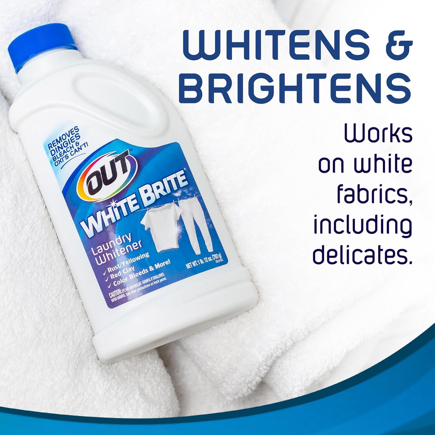 image:imageOUT White Brite Laundry Whitener Bleach Alternative Stain Remover Detergent Booster Powder for Clothes 4 Pound 12 Ounce Bottle76 Ounce Pack of 1