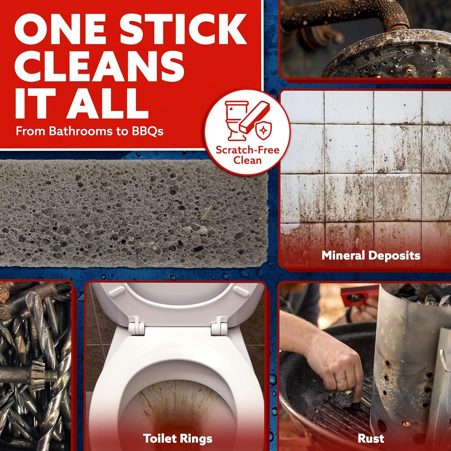 image:imagePUMIE Pumice Scouring Stick for Cleaning Toilet Rings Stain amp Hard Water Rings Tough Bathroom Pools amp Tubs Extra Strong Heavy Duty Pumice Stone for Toilet Cleaning Rust Grills amp Ovens Pack of 121 Count Pack of 4