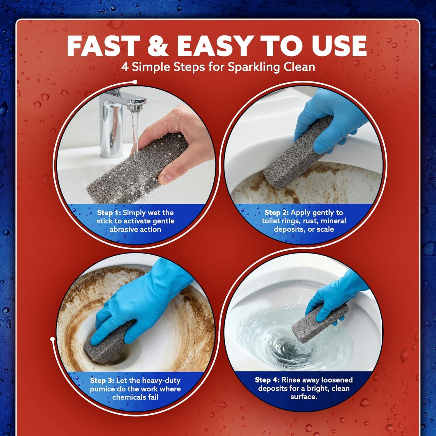 image:imagePUMIE Pumice Scouring Stick for Cleaning Toilet Rings Stain amp Hard Water Rings Tough Bathroom Pools amp Tubs Extra Strong Heavy Duty Pumice Stone for Toilet Cleaning Rust Grills amp Ovens Pack of 121 Count Pack of 6