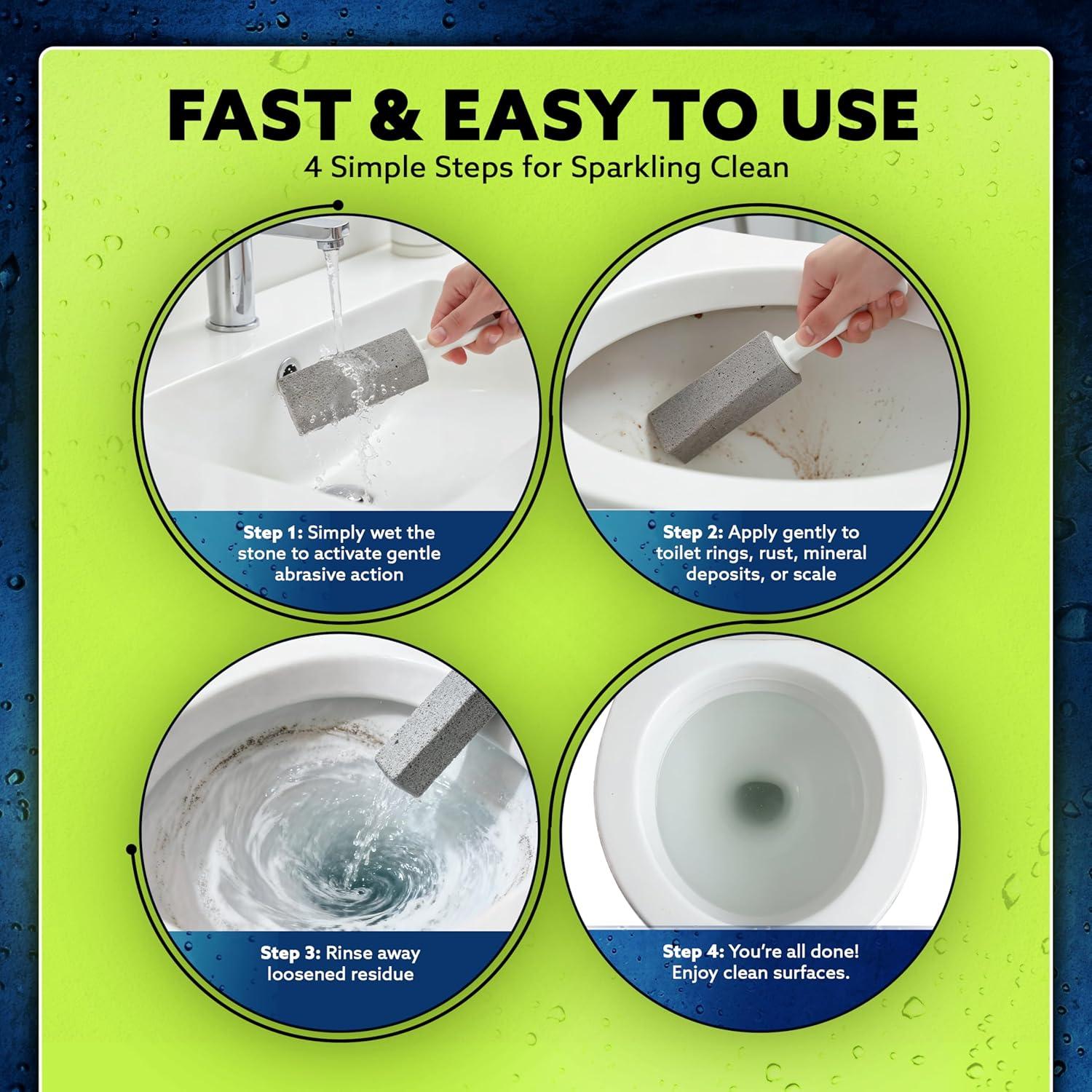 image:imagePUMIE Pumice Stone Toilet Bowl Cleaner 1Pack Heavy Duty Scouring Stick for Toilet Pumice Stone for Cleaning Rings Bowls Hard Water Stains Lime Rust Sink Includes Handle for Easy Use1 Count Pack of 1