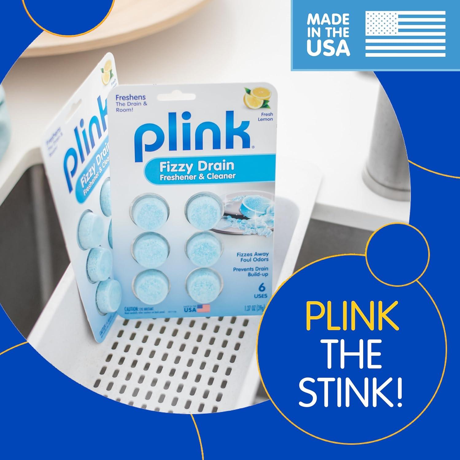 image:imagePlink Fizzy Drain Cleaner and Freshener Prevents Drain Clogs and Buildup Removes Odors from Bathroom and Kitchen Sinks SepticFriendly Made in the USA Lemon Scent 18 Tablets6 Count Pack of 3