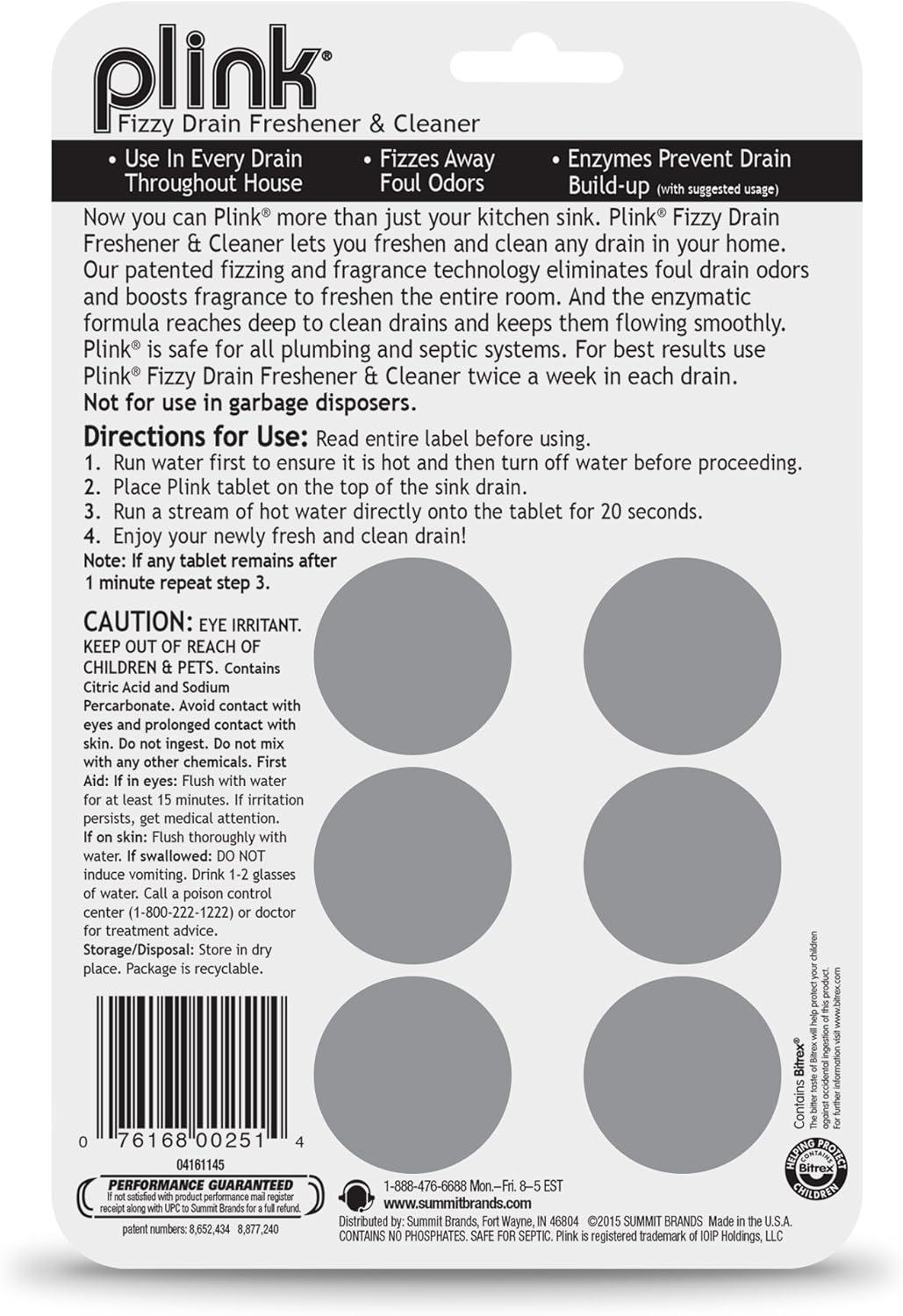image:imagePlink Fizzy Drain Freshener and Cleaner Prevents Clogs and Removes Odors in Household Sinks Lemon Scent 6Pack6 Count Pack of 3