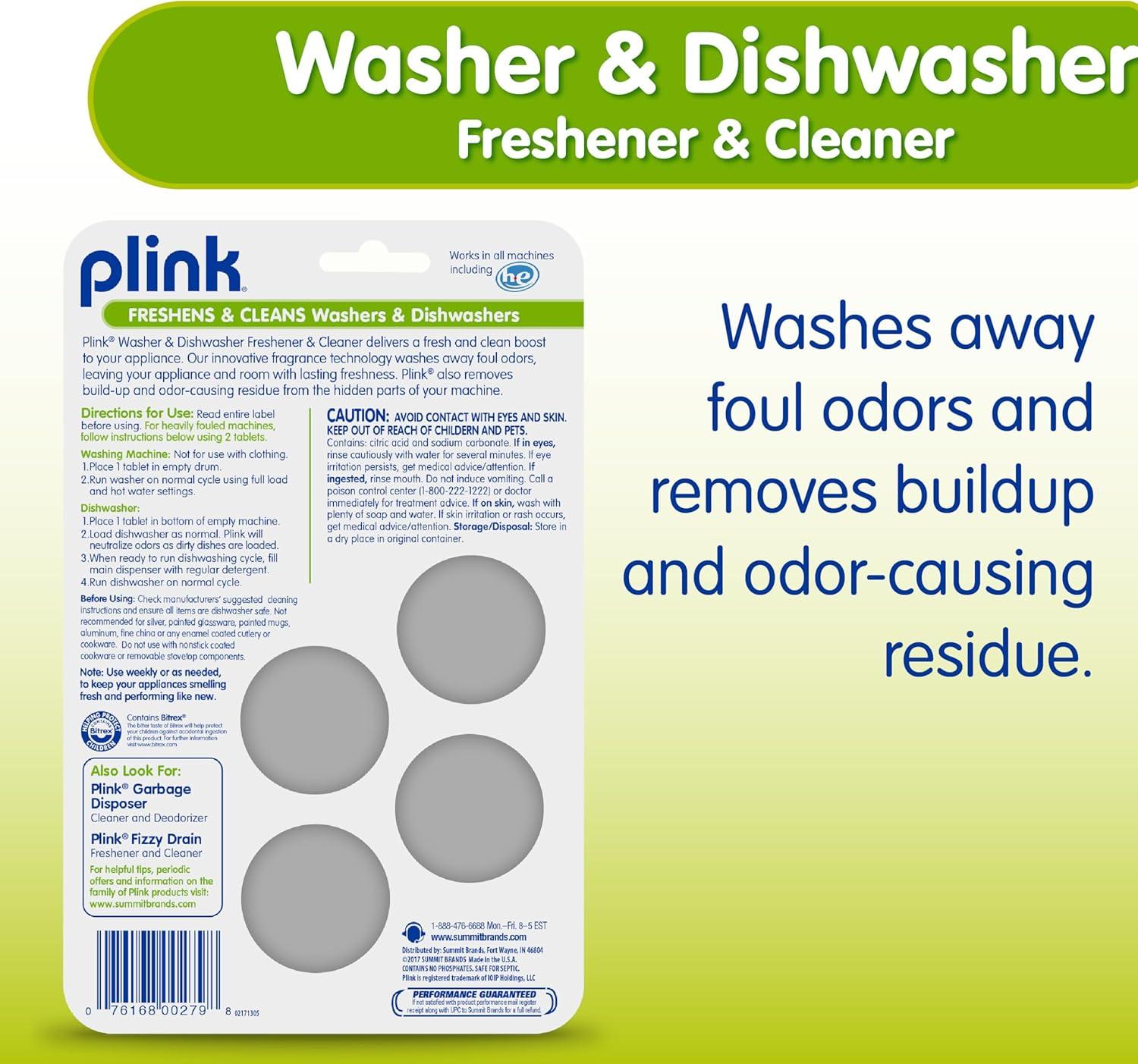 image:imagePlink Washing Machine and Dishwasher Cleaner and Freshener Prevents Residue and Removes Odors in Kitchen and Laundry Room Appliances SepticFriendly Made in the USA Lemon Scent 12 Tablets4 Count Pack of 2