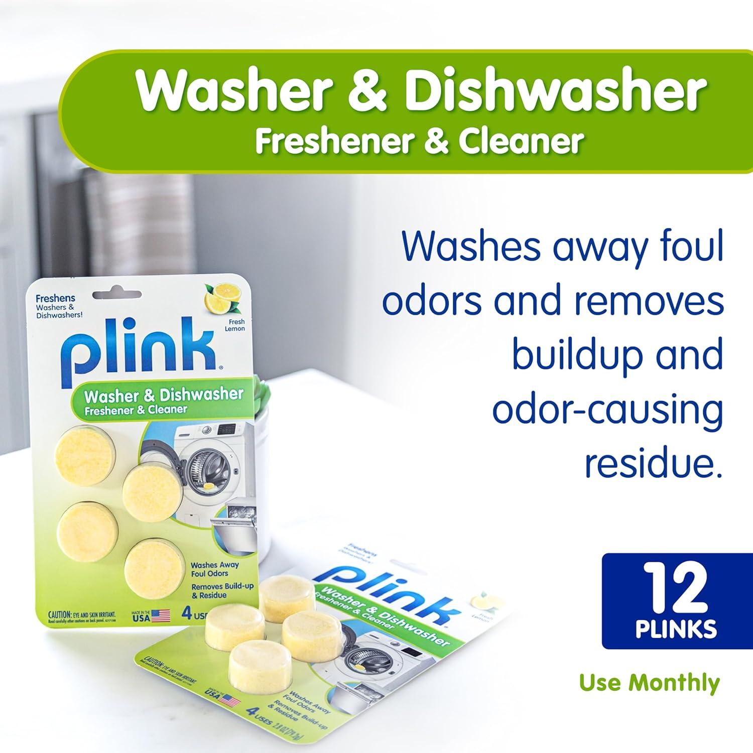 image:imagePlink Washing Machine and Dishwasher Cleaner and Freshener Prevents Residue and Removes Odors in Kitchen and Laundry Room Appliances SepticFriendly Made in the USA Lemon Scent 12 Tablets1 Count Pack of 12