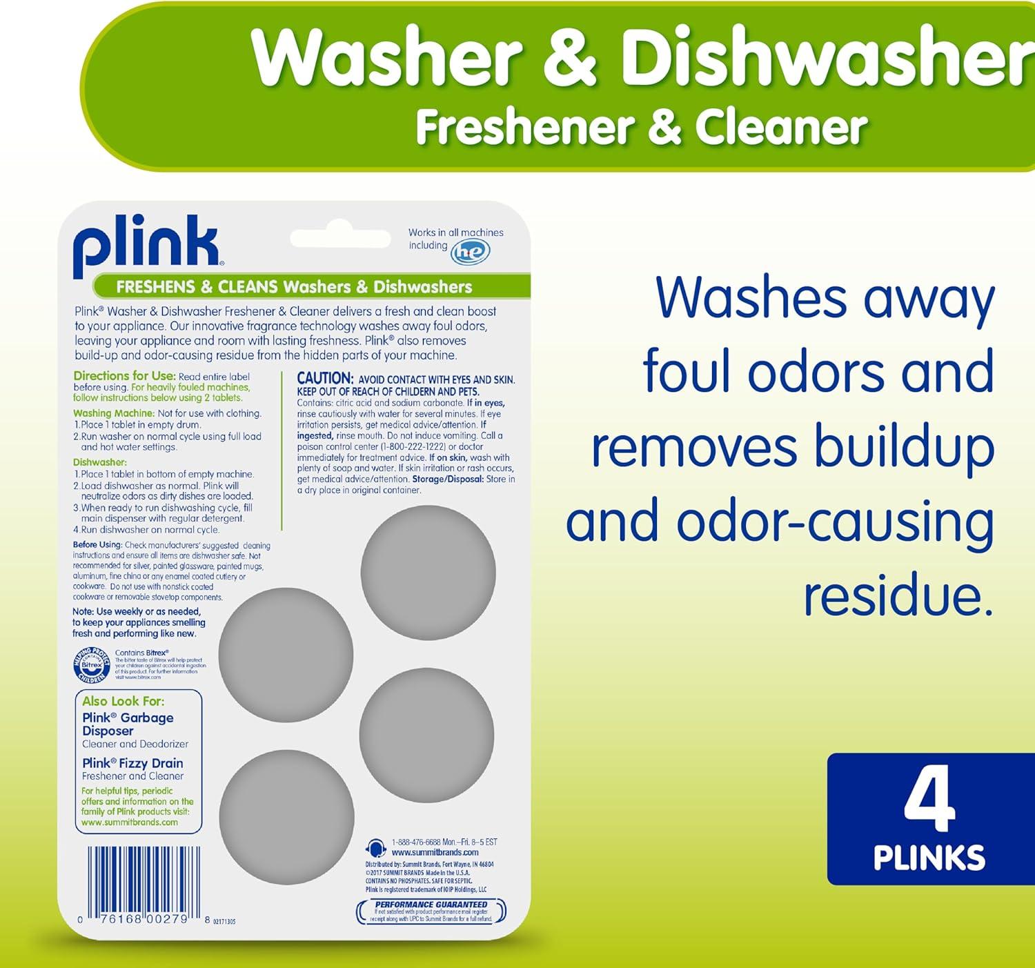 image:imagePlink Washing Machine and Dishwasher Cleaner and Freshener Prevents Residue and Removes Odors in Kitchen and Laundry Room Appliances SepticFriendly Made in the USA Lemon Scent 12 Tablets16 Count Pack of 1