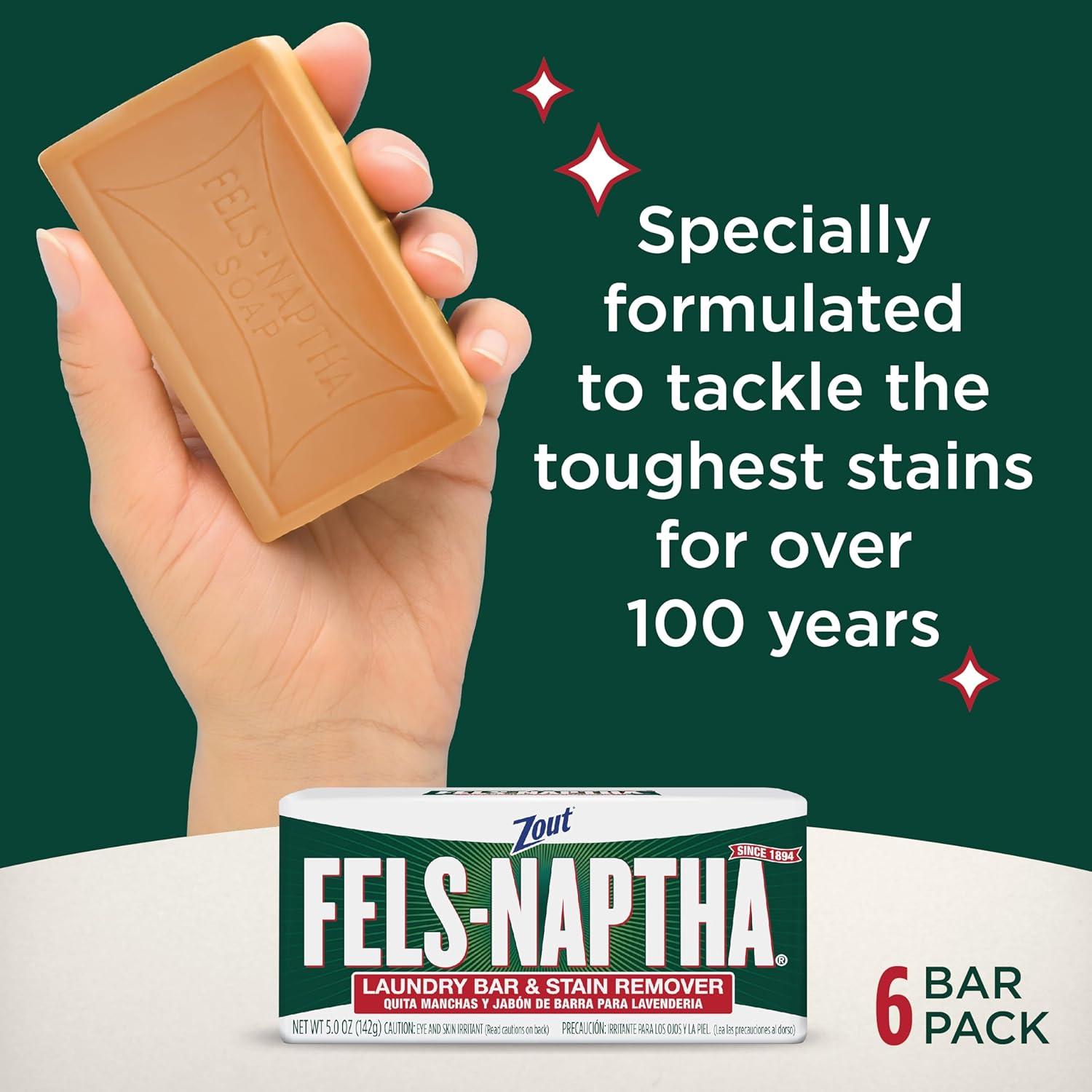 image:imageZout FelsNaptha Laundry Bar and Stain Remover Tough Stain Removal 5 Ounce Bar 6Pack