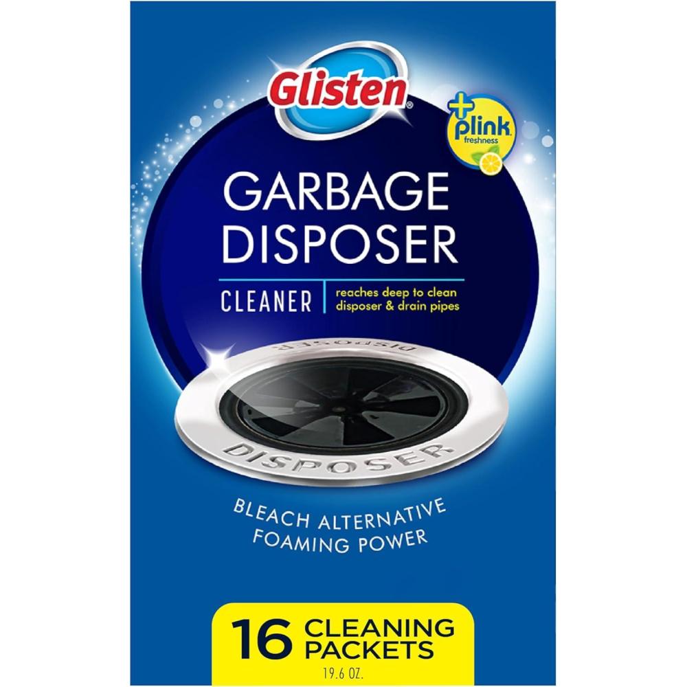 image:imageGlisten Garbage Disposer Cleaner and Freshener with Foaming Action Helps Remove Buildup in Drains Lemon Scent Made in the USA 16 Packets1 Count Pack of 16