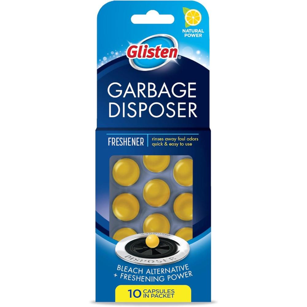 image:imageGlisten Garbage Disposer Freshener Sink Disposal Odor Eliminator Quick and EasytoUse Lemon Scent 30 Capsules Total10 Count Pack of 1