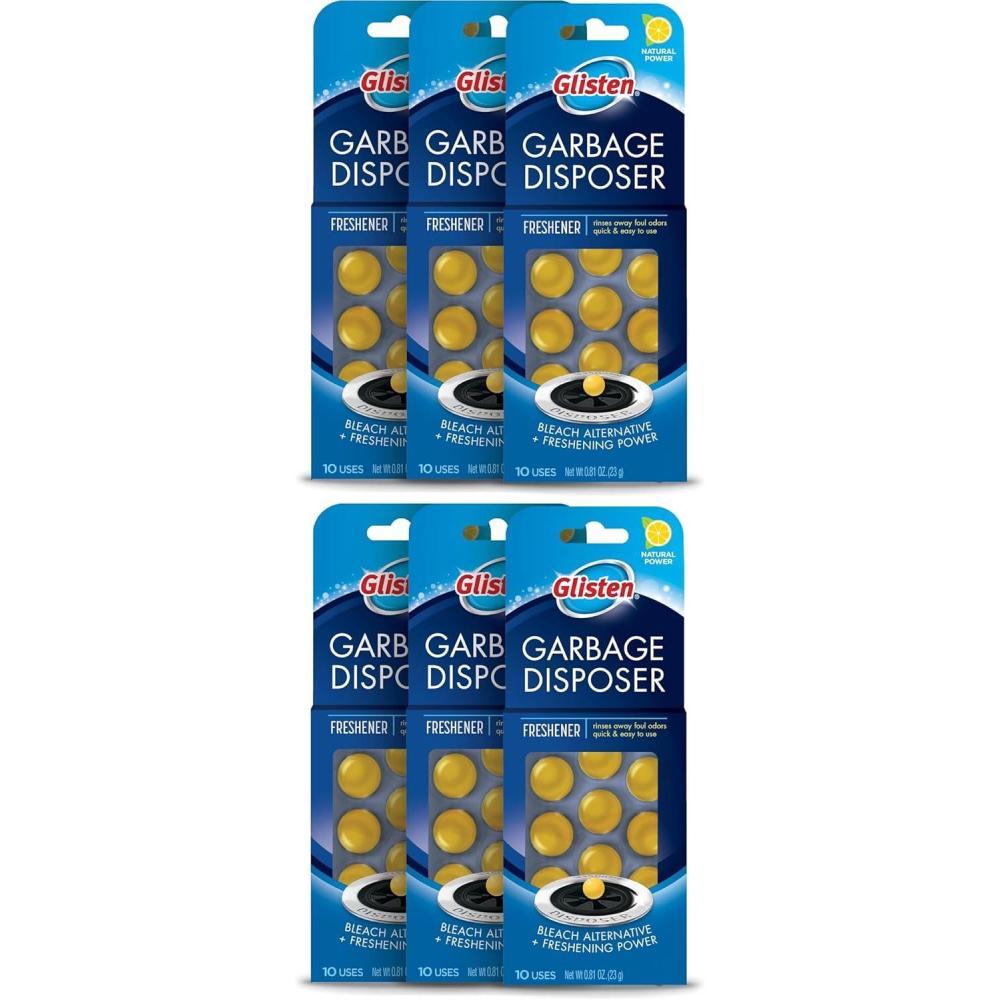 image:imageGlisten Garbage Disposer Freshener Sink Disposal Odor Eliminator Quick and EasytoUse Lemon Scent 30 Capsules Total10 Count Pack of 6