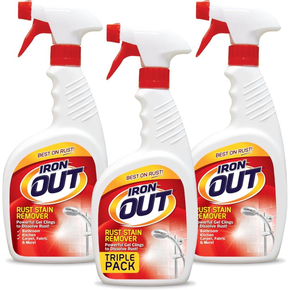 image:imageIRON OUT Rust Stain Remover Spray Gel Removes Rust Stains in Bathrooms Kitchens Laundry and Outdoors No Scrubbing Made in the USA 24 Ounces 3Pack24 Fl Oz Pack of 3