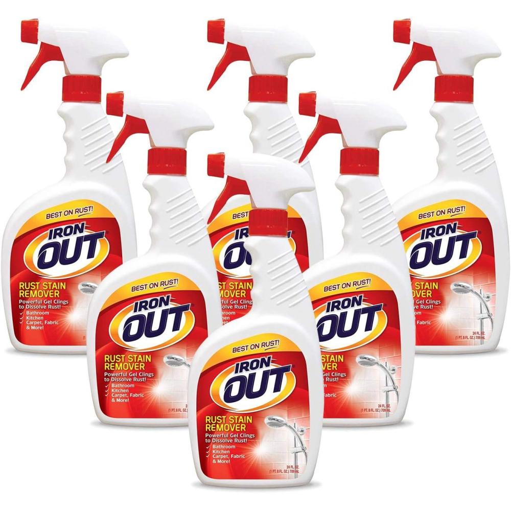 image:imageIRON OUT Rust Stain Remover Spray Gel Removes Rust Stains in Bathrooms Kitchens Laundry and Outdoors No Scrubbing Made in the USA 24 Ounces 3Pack24 Ounce Pack of 6