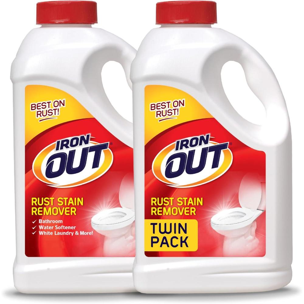image:imageIron OUT Rust Stain Remover Remove Rust Stains in Bathrooms Kitchens Laundry and Outdoors No Scrub Powder Formula Made in the USA 475 Pounds 2Pack