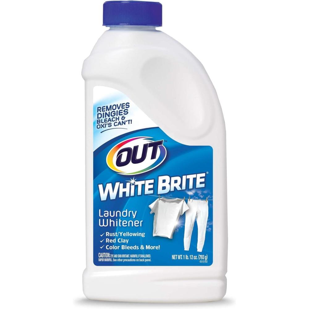 image:imageOUT White Brite Laundry Whitener Bleach Alternative Stain Remover Detergent Booster Powder for Clothes 4 Pound 12 Ounce Bottle28 Ounce Pack of 1