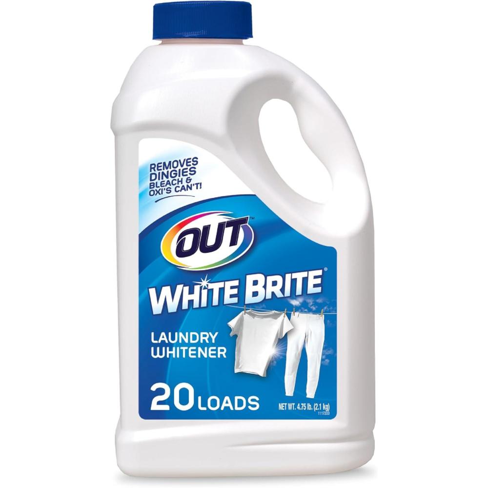 image:imageOUT White Brite Laundry Whitener Bleach Alternative Stain Remover Detergent Booster Powder for Clothes 4 Pound 12 Ounce Bottle76 Ounce Pack of 1