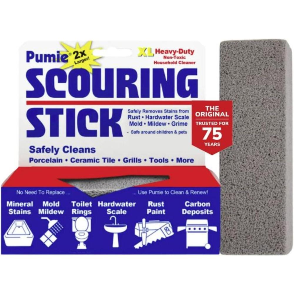 image:imagePUMIE Extra Large Pumice Scouring Stick Regular Stick Heavy Duty Pumice Cleaning Stone for Tough Kitchen Stains Toilet Bowls amp Rings Extra Large Pumice Cleaning Bar for Rust amp Pain113 Ounce Pack of 1