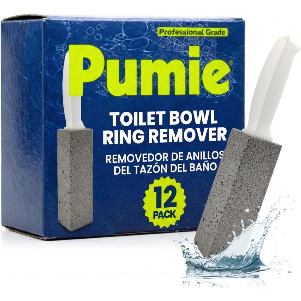 image:imagePUMIE Pumice Stone Toilet Bowl Cleaner 1Pack Heavy Duty Scouring Stick for Toilet Pumice Stone for Cleaning Rings Bowls Hard Water Stains Lime Rust Sink Includes Handle for Easy Use1 Count Pack of 12