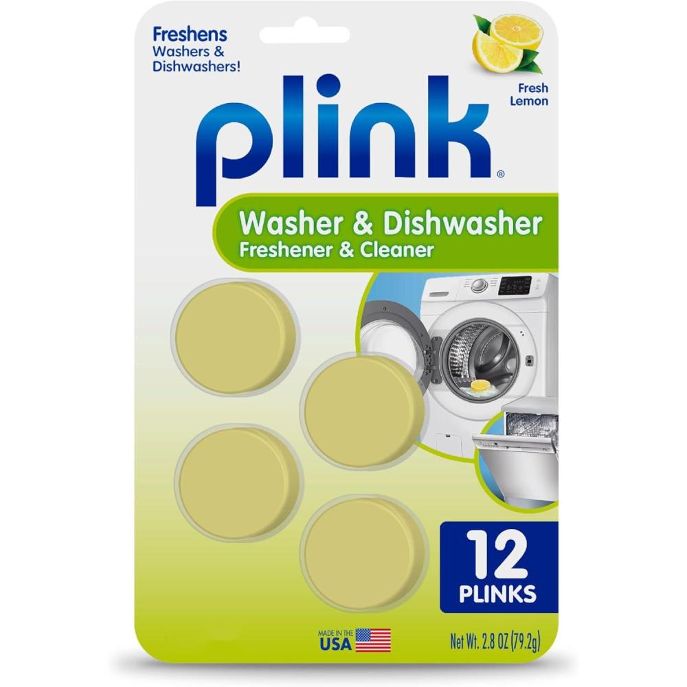 image:imagePlink Washing Machine and Dishwasher Cleaner and Freshener Prevents Residue and Removes Odors in Kitchen and Laundry Room Appliances SepticFriendly Made in the USA Lemon Scent 12 Tablets1 Count Pack of 12