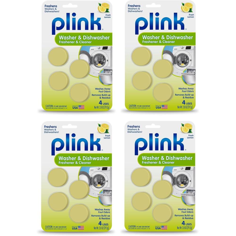 image:imagePlink Washing Machine and Dishwasher Cleaner and Freshener Prevents Residue and Removes Odors in Kitchen and Laundry Room Appliances SepticFriendly Made in the USA Lemon Scent 12 Tablets16 Count Pack of 1